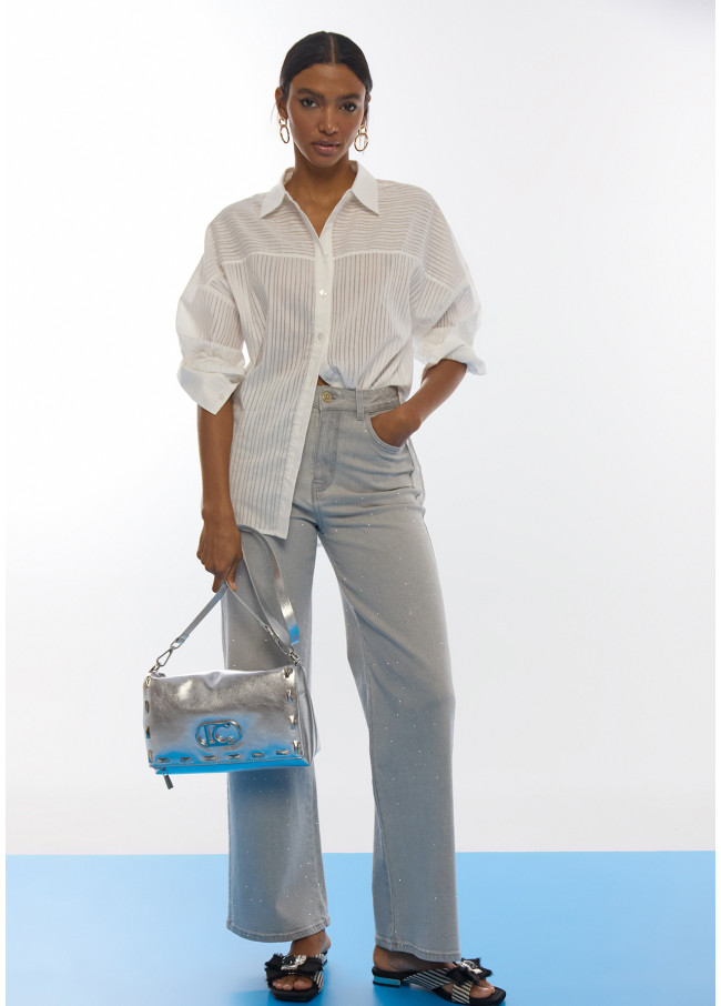 Tracolla Metallica con Borchie Rettangolari