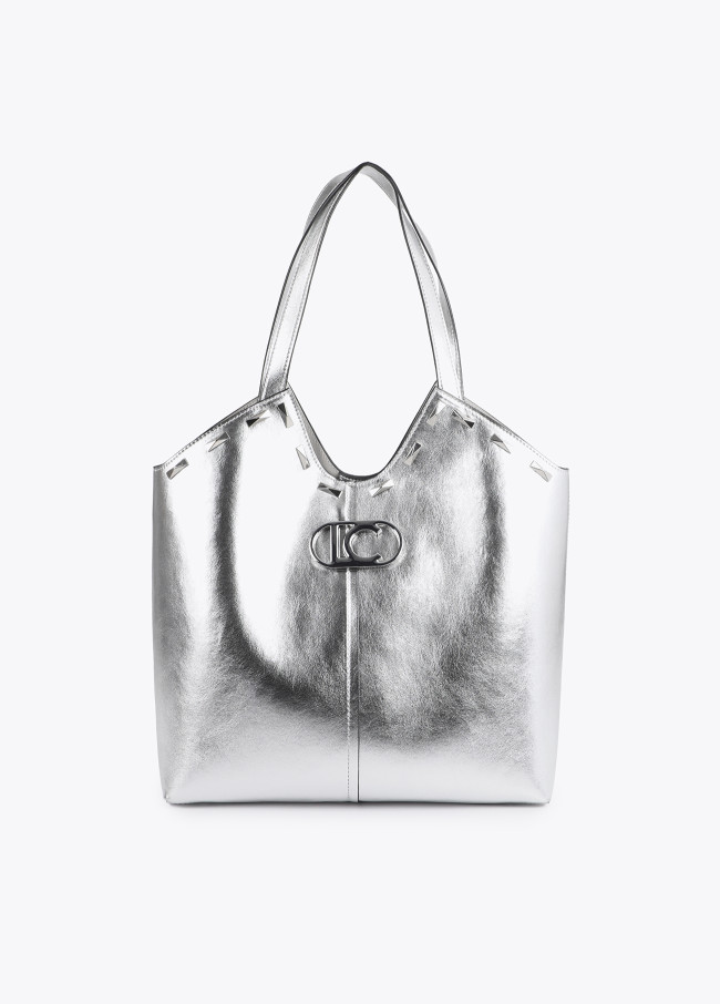 Shopper Borchiata Metallizzata