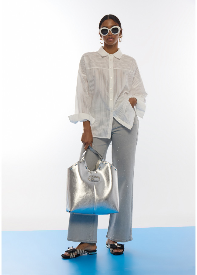 Shopper Borchiata Metallizzata