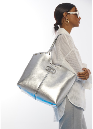 Metallic Studded Shopper