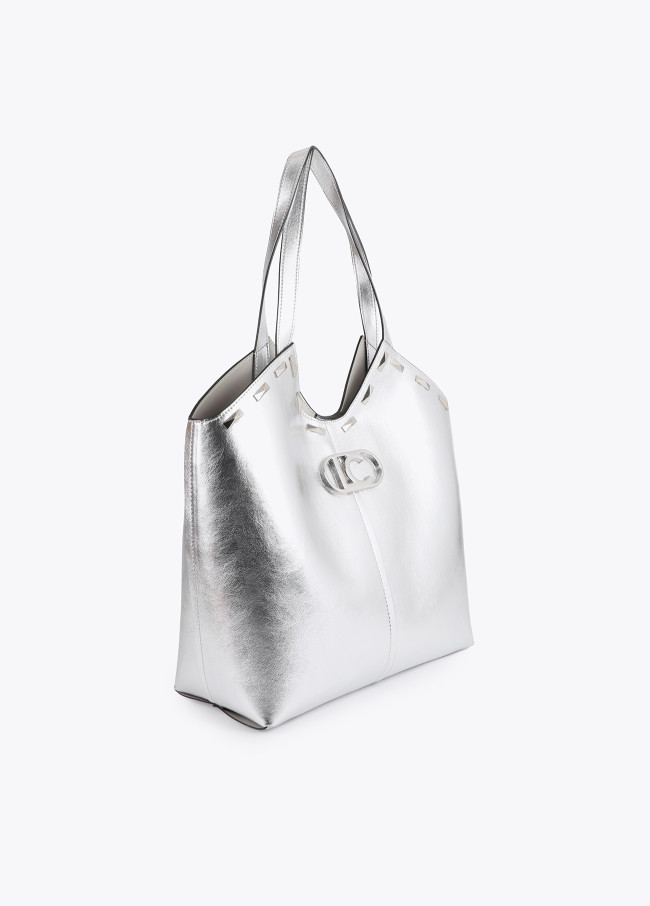 Shopper Borchiata Metallizzata