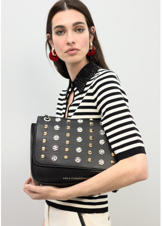 Sac Bandoulière à Rabat avec Clous Or et Argent