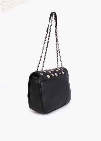 Flap Crossbody Bag with Gold and Silver Studs