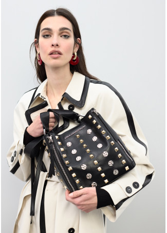 Shoulder Bag with Gold and Silver Studs
