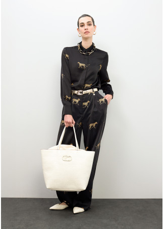 Deconstructed Monogram Stitch Shopper