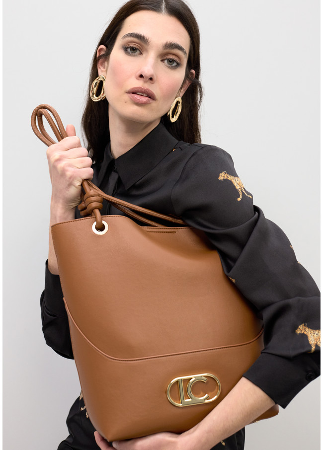 Sac Shopper Anses Nœuds Marron