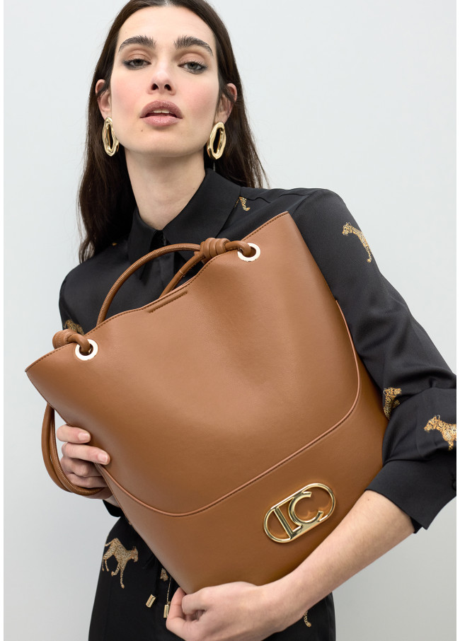 Knot Handle Shopper Bag Brown