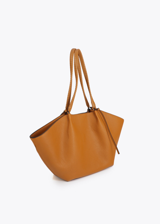 Faux Leather Shopper Braided Handle