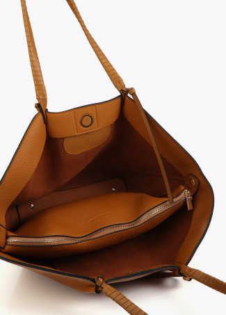 Shopper Effet Cuir Poignée Tressée