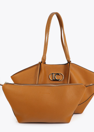 Faux Leather Shopper Braided Handle