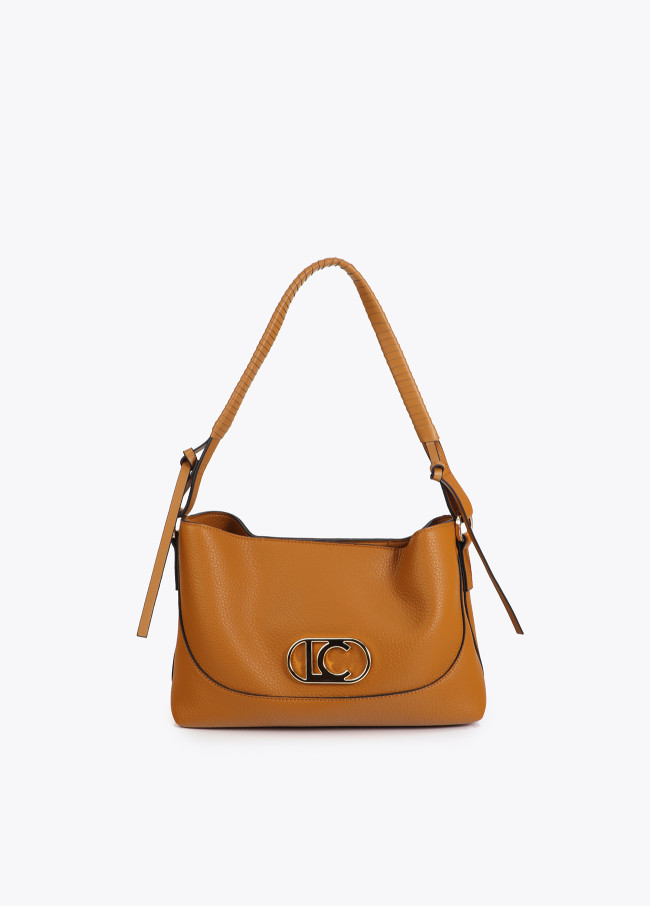 Sac Bandoulière Effet Cuir Anse Tressée et Nœud