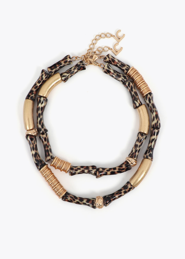 Conjunto de Dois Colares com Efeito Bambu...