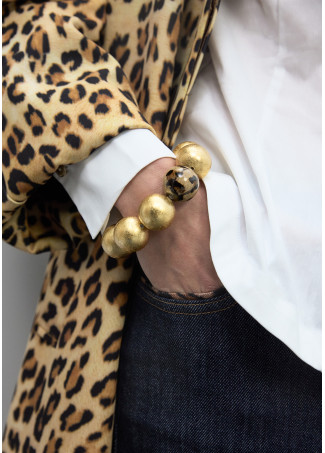 Pulseira Maxi de Contas com Detalhe Animal Print