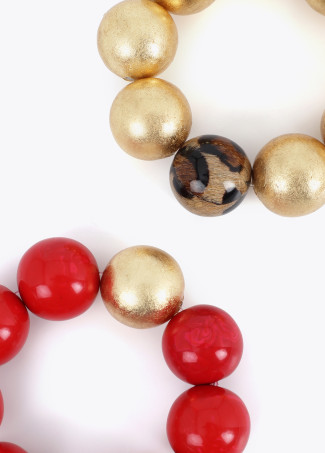 Pulseira Maxi de Contas com Detalhe Animal Print