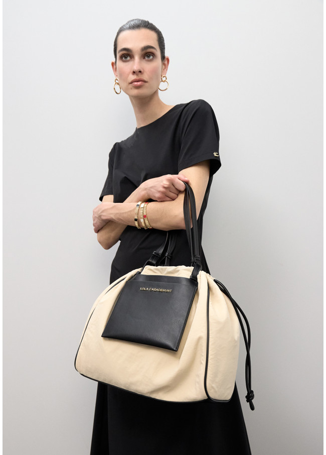 Nylon and PU Shopper Bag