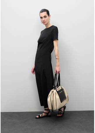 Nylon and PU Shopper Bag