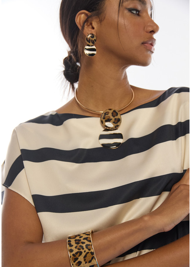 Pulsera combinada animal print y rayas