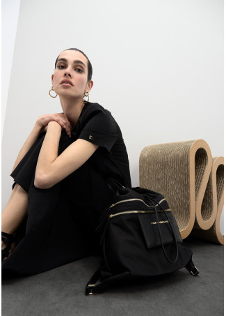 Nylon and PU Combined Backpack