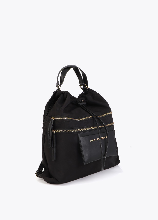 Nylon and PU Combined Backpack