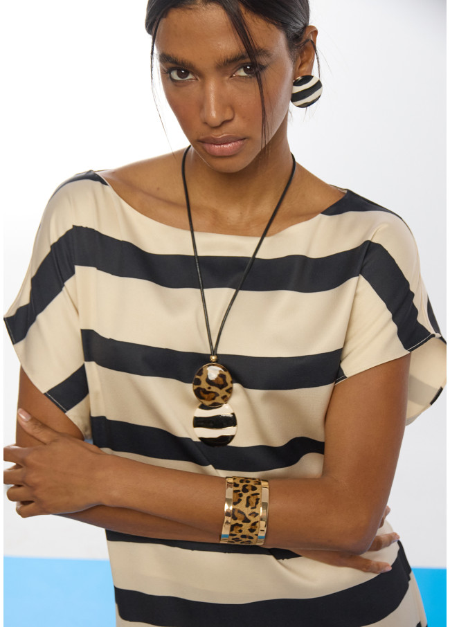 Brazalete combinado metal y animal print