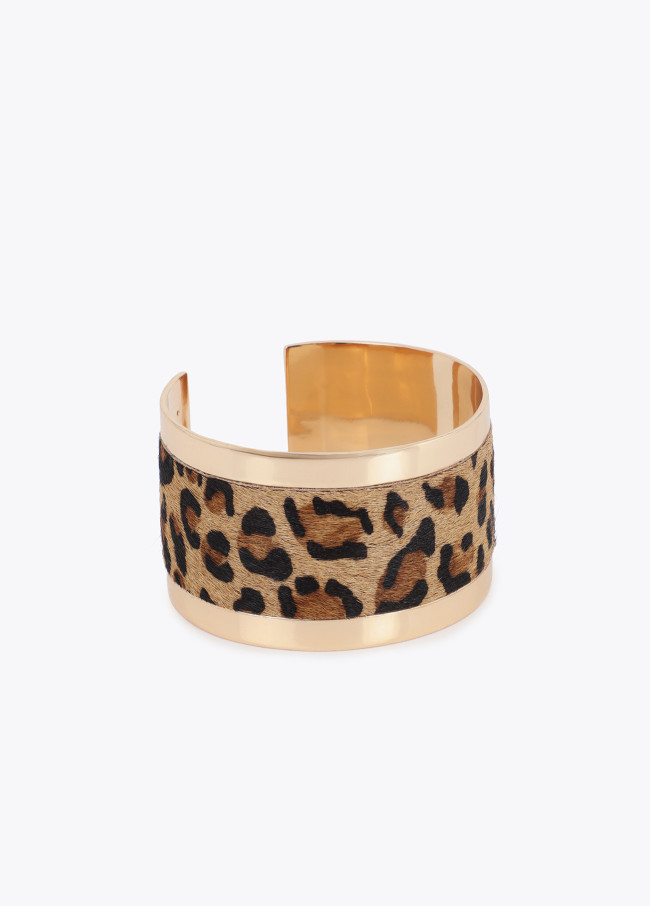 Bracelete Metal e Animal Print