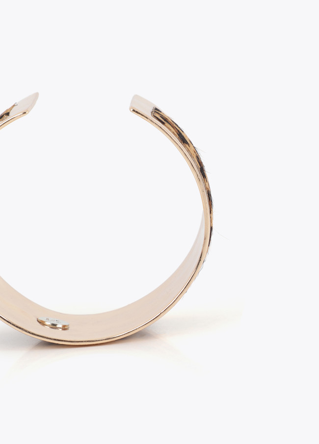 Metal and Animal Print Bracelet