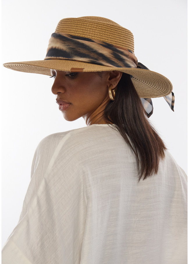 Hat with Printed Bow