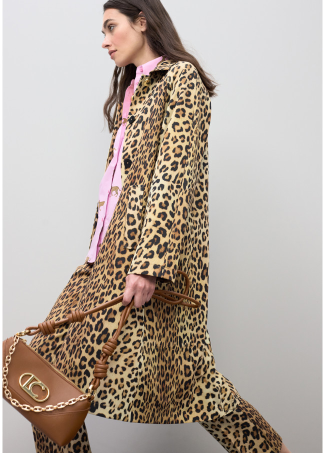 Trench recto estampado animal