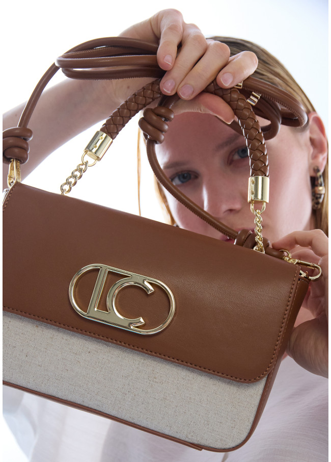 Two-Tone Faux Leather Flap Crossbody