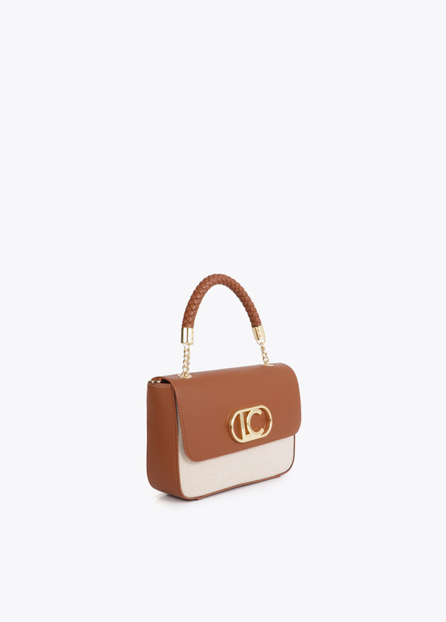 Two-Tone Faux Leather Flap Crossbody