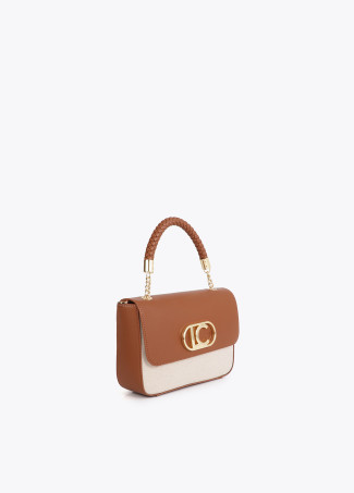 Two-Tone Faux Leather Flap Crossbody