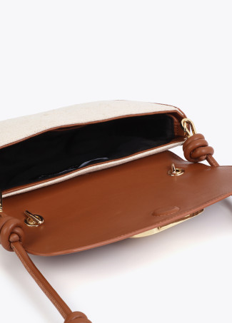 Two-Tone Faux Leather Flap Crossbody