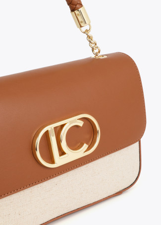 Two-Tone Faux Leather Flap Crossbody