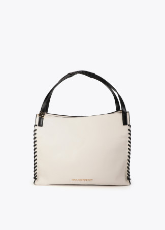 Shopper con Dettaglio Intrecciato a Contrasto