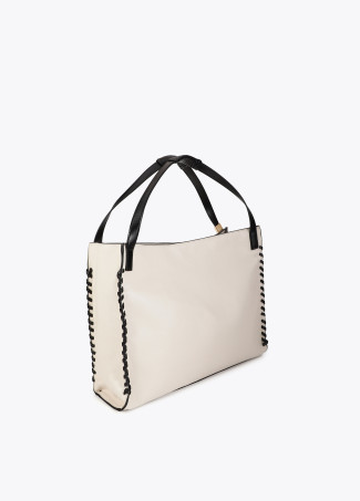 Shopper con Dettaglio Intrecciato a Contrasto