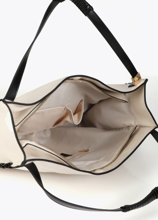 Shopper con Dettaglio Intrecciato a Contrasto