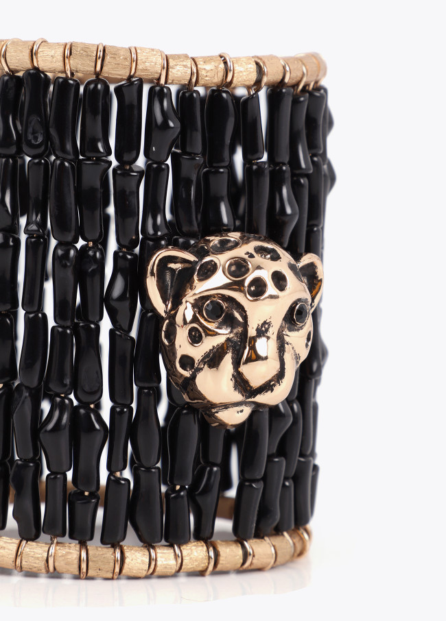 Pulseira elástica leopardo personalizada