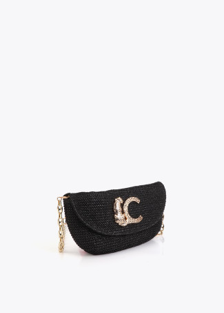 Bolso evento efecto rafia logo leopardo