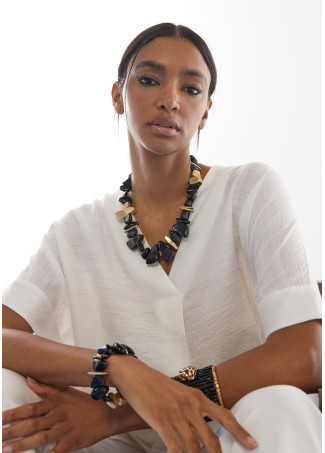 Acrylic Necklace with Metal Pieces