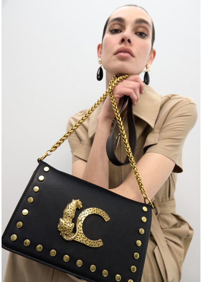 Borsa a Tracolla con Borchie e Logo Animale