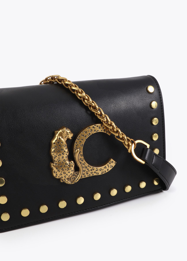 Animal Studded Flap Crossbody Bag