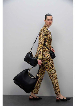 Mini Borsa a Tracolla con Manico in Metallo Intagliato