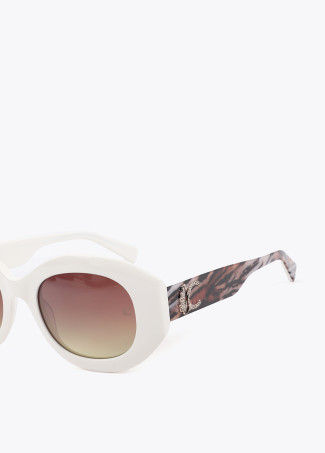 Round Shaped Sunglasses with Leopard Logo