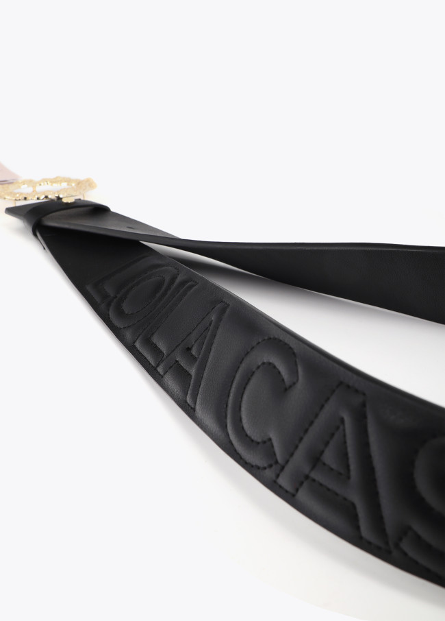 Belt with Textured Engraved Buckle and Logo...