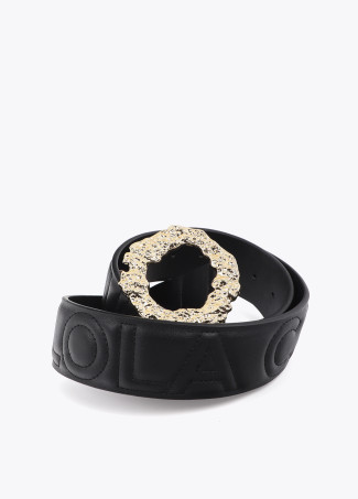 Ceinture Boucle Gravée Texturée avec Couture Logo