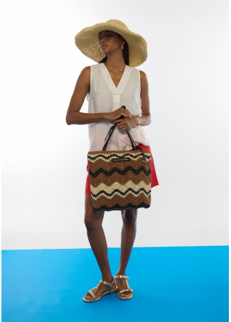 Bolso efecto rafia espiga bicolor