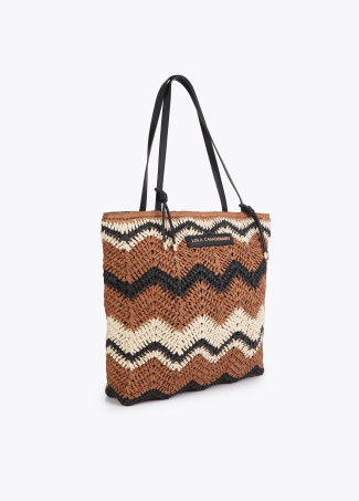 Bolso efecto rafia espiga bicolor
