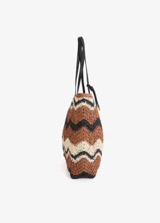 Bolso efecto rafia espiga bicolor