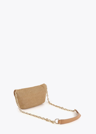 Eventtasche Rattan Effekt Leopard Logo