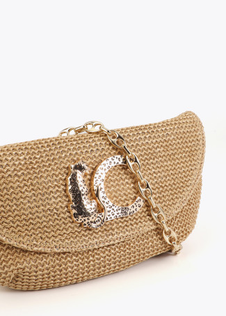 Event Bag Rattan Effect Leopard Logo